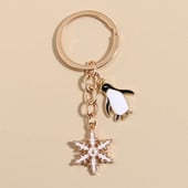 Breloc drăguț emailat Pinguin Fulg de zăpadă Hula Hoop Lanțuri chei Swim Breloc Cadouri de suvenir pentru femei Bărbați Accesorii pentru geantă Bijuterii