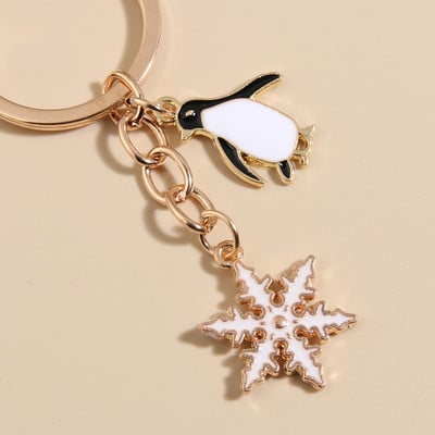 Breloc drăguț emailat Pinguin Fulg de zăpadă Hula Hoop Lanțuri chei Swim Breloc Cadouri de suvenir pentru femei Bărbați Accesorii pentru geantă Bijuterii