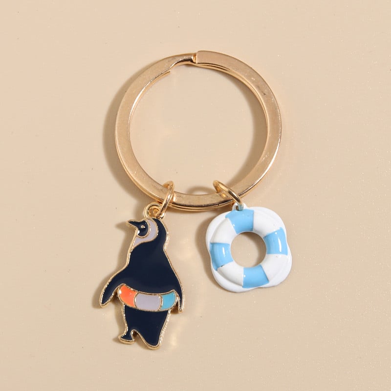 Breloc drăguț emailat Pinguin Fulg de zăpadă Hula Hoop Lanțuri chei Swim Breloc Cadouri de suvenir pentru femei Bărbați Accesorii pentru geantă Bijuterii