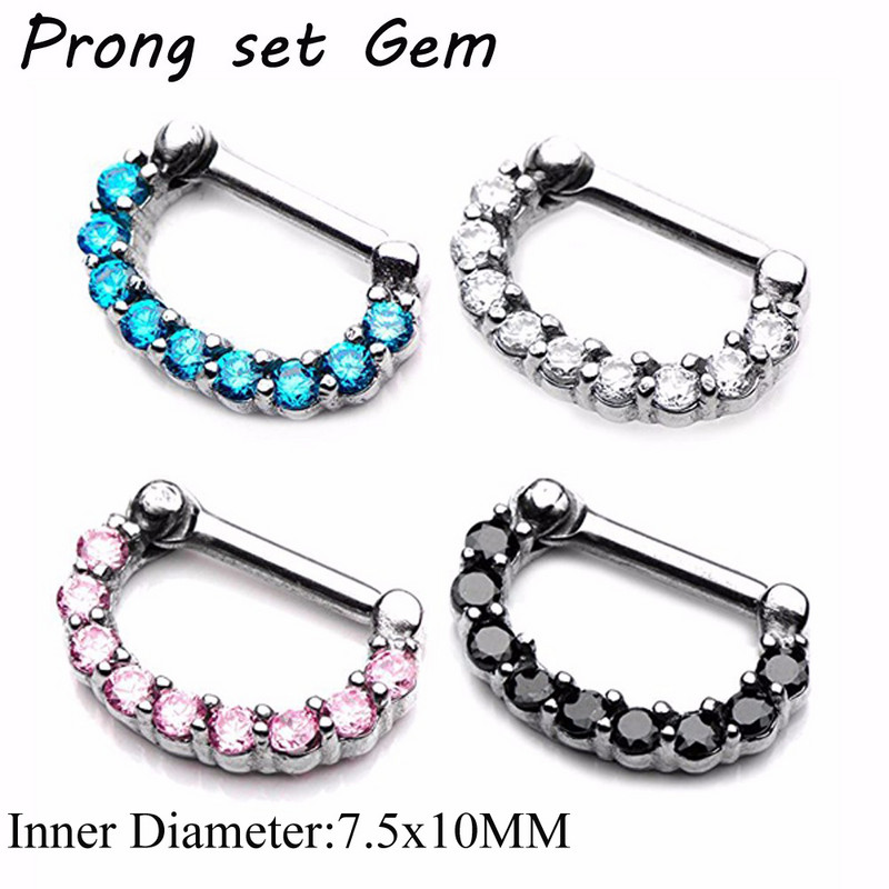 1 ks nerezové oceľové krúžky s CZ drahokamom Stepum nosový kliker kruhové krúžky pupok pery bradavky tragus chrupavka prsteň telové šperky retainery 16g