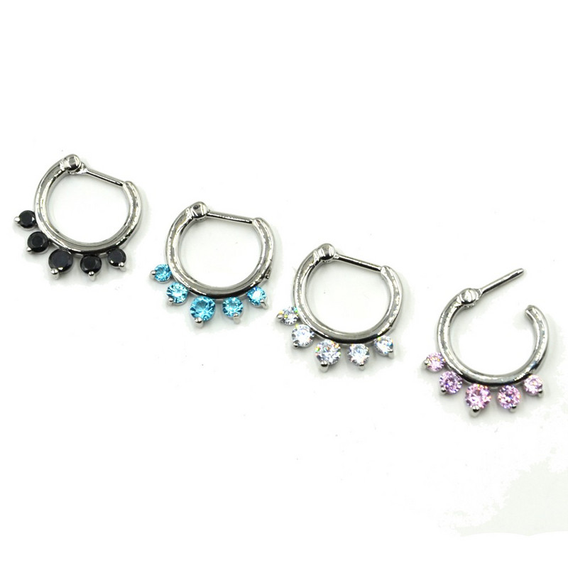 1 ks nerezové oceľové krúžky s CZ drahokamom Stepum nosový kliker kruhové krúžky pupok pery bradavky tragus chrupavka prsteň telové šperky retainery 16g