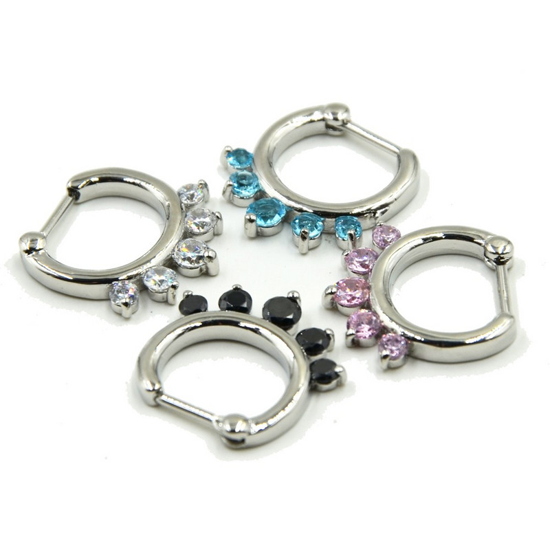 1 ks nerezové oceľové krúžky s CZ drahokamom Stepum nosový kliker kruhové krúžky pupok pery bradavky tragus chrupavka prsteň telové šperky retainery 16g