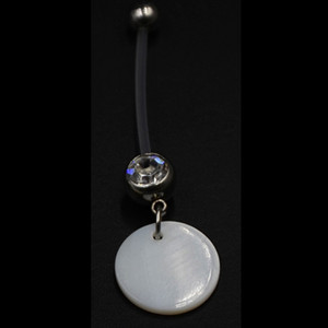 1 ks bioplastové flexibilné tehotenské piercing do pupka s drahokamom CZ, visiace piercingové šperky s dúhovou rybičkou