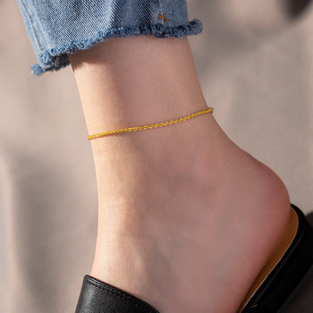 Тънки щамповани минималистичен златист цвят лъскави вериги глезени за жени Момичета Приятел Бижута за крака Крак Бос крак Гривна Аксесоари