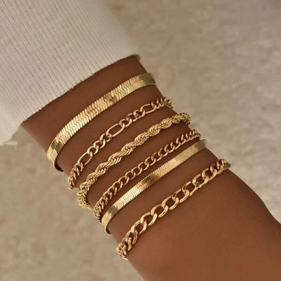 Γεωμετρικό Boho Χρυσό Χρώμα Multistyle Punk Snake Chain Chain Chain συνδυασμένο βραχιόλι Καλοκαιρινό Πολυεπίπεδο Χειροποίητο κόσμημα παραλίας
