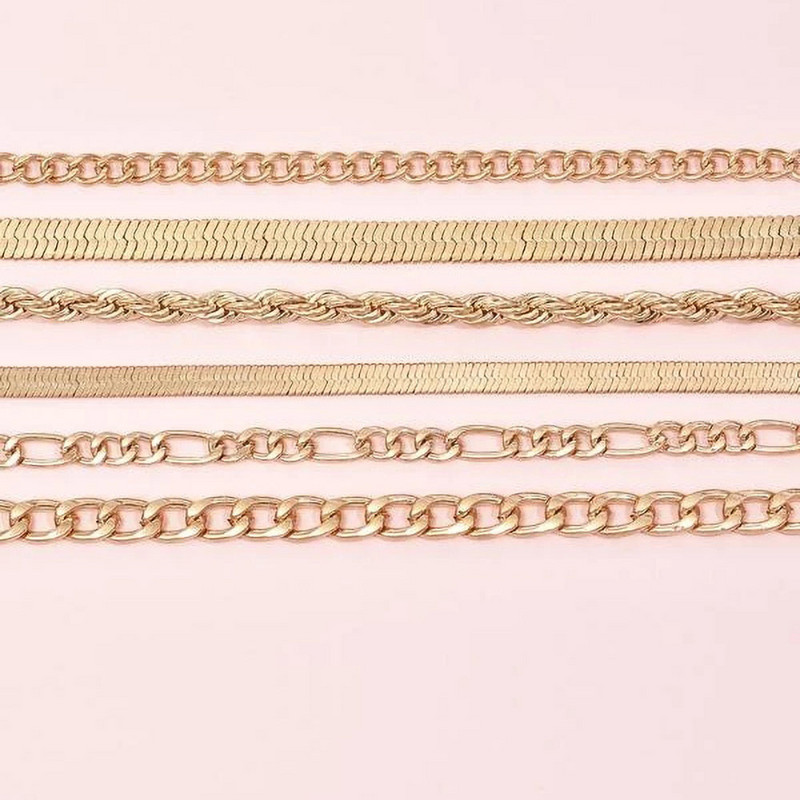 Geometric Boho Culoare auriu Multistil Punk Lanț de șarpe Lanț de frânghie Combinație Brățară Vară Mai multe niveluri de plajă Bijuterii lucrate manual