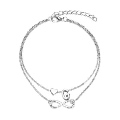 Modyle 2021, brățară de gleznă cu inimă nouă, pentru femei, de culoare argintie, cu lanț de picior cu litere, brățară de gleznă cu alfabet AZ, cadou de Crăciun