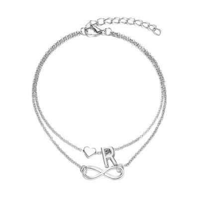 Modyle 2021, brățară de gleznă cu inimă nouă, pentru femei, de culoare argintie, cu lanț de picior cu litere, brățară de gleznă cu alfabet AZ, cadou de Crăciun