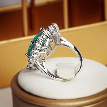 ΝΕΟ Μόδα Princess Square Paraiba Emerald Full Of Diamond Ζευγάρι Δαχτυλίδι για Γυναικεία Επιχρυσωμένο Δώρο Κοσμήματα για την Ημέρα του Αγίου Βαλεντίνου