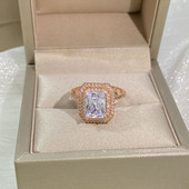 UUS Õrn Princess Baguette täisteemantidega paarisõrmus roosa kullaga naistele geomeetrilisest kristallist sõbrapäeva ehted