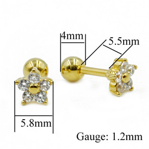 1 buc Opal de flori CZ Gem Tragus Cartilaj Barbell Top Cercei Stud Ureche Superioară Moda Ureche Labret Body Piercing Bijuterii 16 Gauge