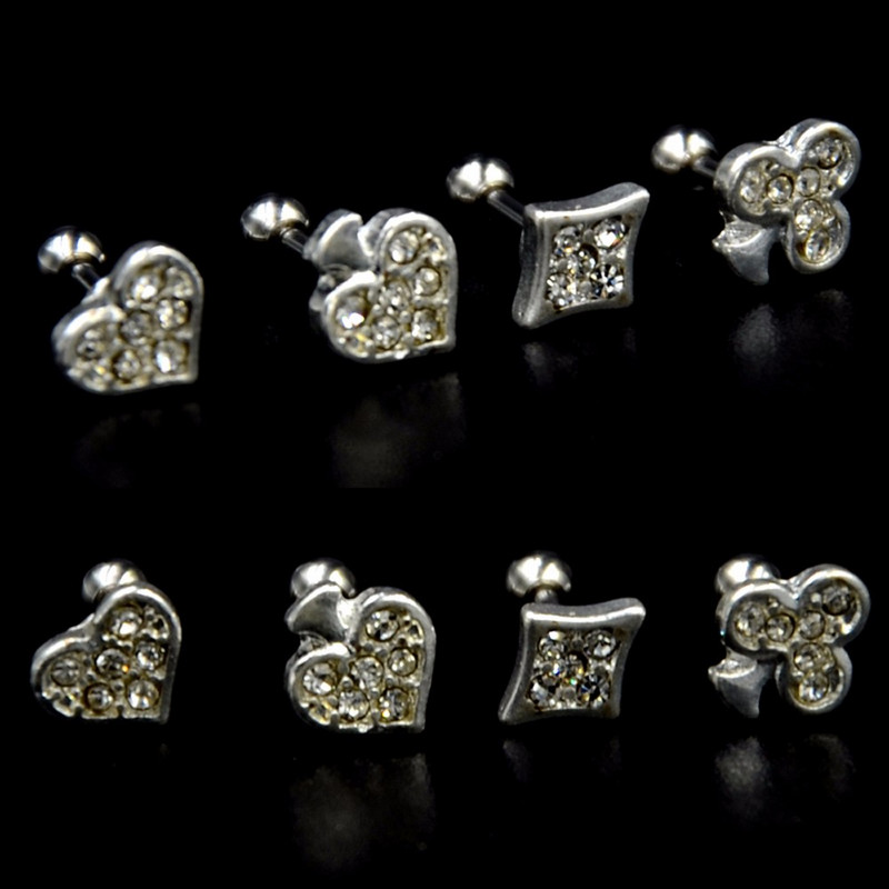 1 buc Opal de flori CZ Gem Tragus Cartilaj Barbell Top Cercei Stud Ureche Superioară Moda Ureche Labret Body Piercing Bijuterii 16 Gauge