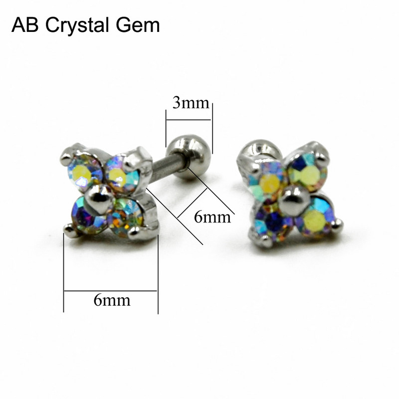 1 buc Opal de flori CZ Gem Tragus Cartilaj Barbell Top Cercei Stud Ureche Superioară Moda Ureche Labret Body Piercing Bijuterii 16 Gauge