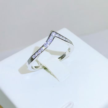 2022 NEW Fashion V Shape Full Diamond Couple Ring For Women Μοναδικό γεωμετρικό δώρο για την ημέρα του Αγίου Βαλεντίνου Κοσμήματα χονδρική Dropshipping