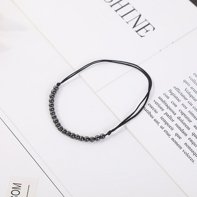 2 bucăți de vară hematit mărgele gleznă pentru bărbați, femei, simplu, împletit manual, frânghie neagră, brățară reglabilă, lanț pentru picioare, bijuterii de plajă