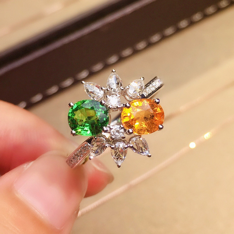 Inel de cuplu cu diamante pline de topaz de smarald, oval, creativ, pentru femei, zircon, placat cu argint, cadou de logodnă, bijuterii de mireasă