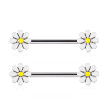 2 бр. Sun Flower Nipple Piercing Helix Piercing Sexy Nipple Bar Rings Industrial Barbell Ear Women Gift Body Jewelry 14gX14mm