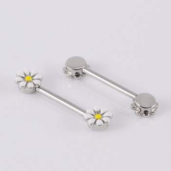 2 бр. Sun Flower Nipple Piercing Helix Piercing Sexy Nipple Bar Rings Industrial Barbell Ear Women Gift Body Jewelry 14gX14mm