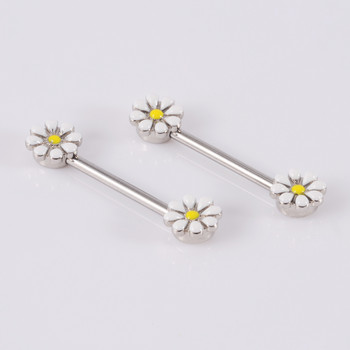 2 бр. Sun Flower Nipple Piercing Helix Piercing Sexy Nipple Bar Rings Industrial Barbell Ear Women Gift Body Jewelry 14gX14mm