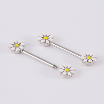 2 бр. Sun Flower Nipple Piercing Helix Piercing Sexy Nipple Bar Rings Industrial Barbell Ear Women Gift Body Jewelry 14gX14mm