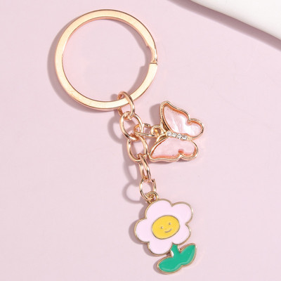 Breloc drăguț emailat 3 culori, floare, fluture, breloc de grădină, breloc pentru femei, bărbați, accesoriu pentru geantă, bijuterii DIY, cadouri