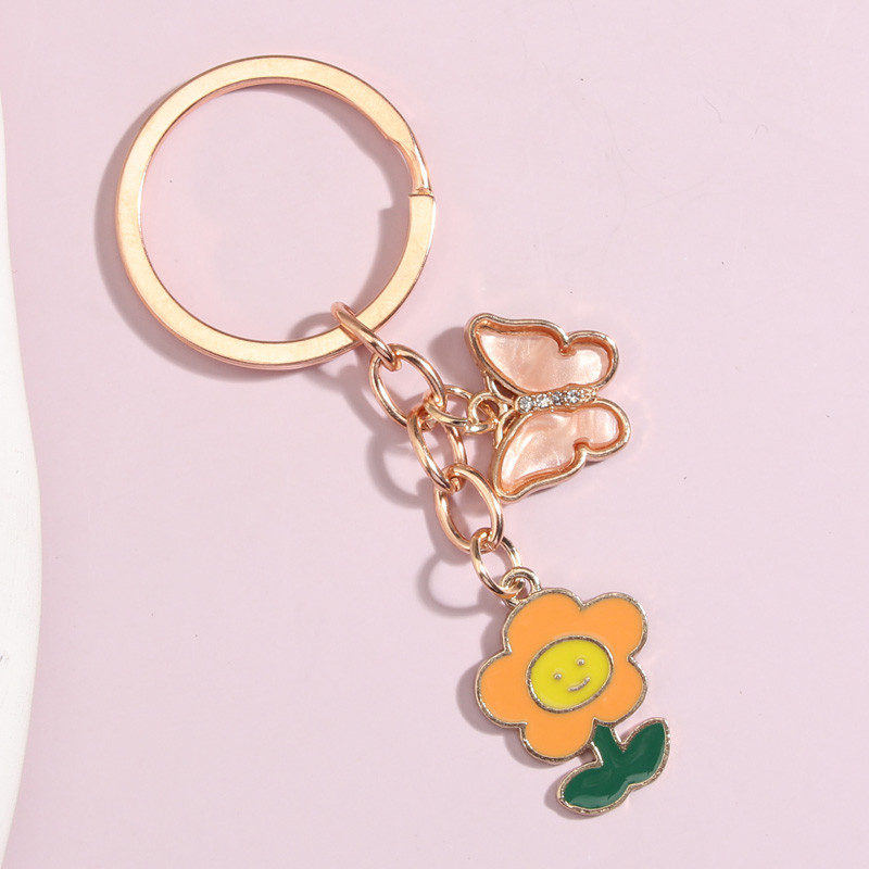 Breloc drăguț emailat 3 culori, floare, fluture, breloc de grădină, breloc pentru femei, bărbați, accesoriu pentru geantă, bijuterii DIY, cadouri