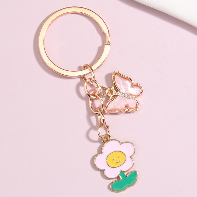 Breloc drăguț emailat 3 culori, floare, fluture, breloc de grădină, breloc pentru femei, bărbați, accesoriu pentru geantă, bijuterii DIY, cadouri