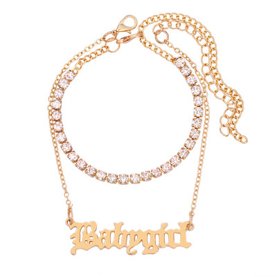 Flatfoosie 2 buc/set gotic hip hop UZI pistol pandantiv gleznă pentru femei brățară de gleznă cu stras strălucitor 2021 bijuterii cu lanț desculț