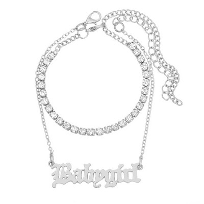 Flatfoosie 2 buc/set gotic hip hop UZI pistol pandantiv gleznă pentru femei brățară de gleznă cu stras strălucitor 2021 bijuterii cu lanț desculț