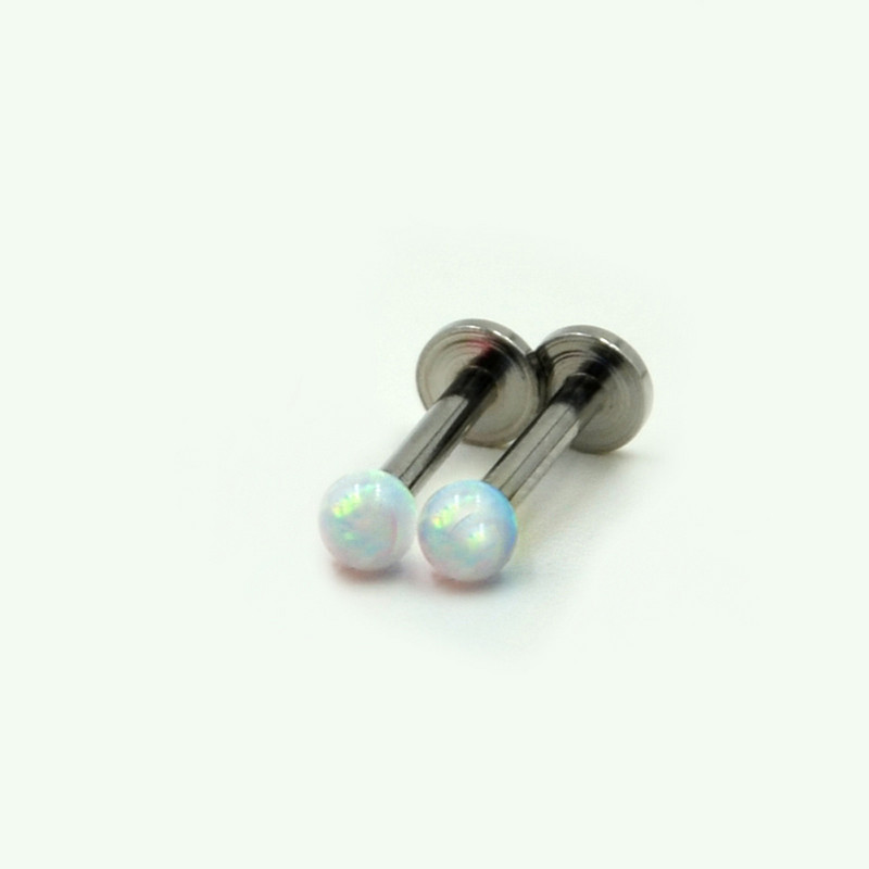 1 buc. Inel pentru buze alb Fire&Sonw Opal, din oțel, cu filet intern, pentru cercei labret, bijuterii pentru piercing pentru buze pentru cartilajul tragus 16g