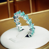 NOU Creativ Paraiba Safir În formă de inimă Inel de cuplu cu diamant complet pentru femei iubitori de zircon geometric cadou aniversare bijuterii