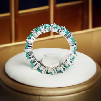 НОВ Creative Paraiba Sapphire Heart Shape Пълен диамантен пръстен за двойка за любовници на жени Геометричен циркон Подарък за годишнина Бижута