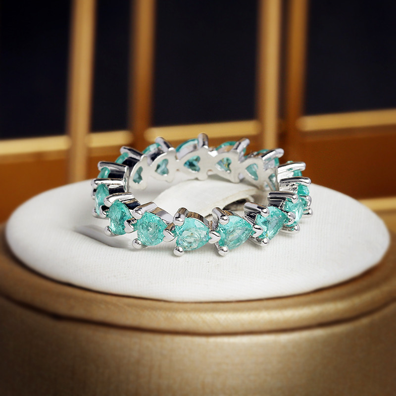 NOU Creativ Paraiba Safir În formă de inimă Inel de cuplu cu diamant complet pentru femei iubitori de zircon geometric cadou aniversare bijuterii