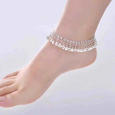 Bell Crystal Narukvica za gležanj s resicama Boho Gypsy Goth Hippie Festival Vintage Narukvica s kićankama Nakit za stopala Indian Payal Metalik