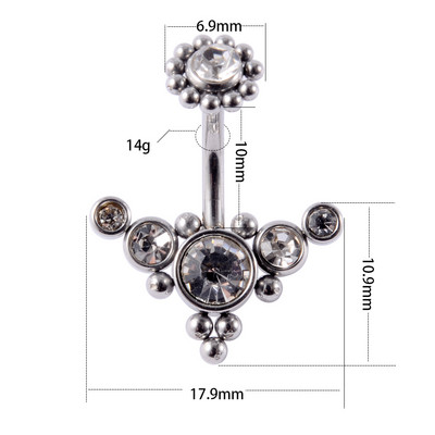 1 buc Piercing pentru buric de culoare aur și argint Nombril Ombligo Cluster Aripi Clopot Buttion Inele pentru buric Bijuterii drăguțe pentru corp pentru femei