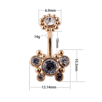 1 buc Piercing pentru buric de culoare aur și argint Nombril Ombligo Cluster Aripi Clopot Buttion Inele pentru buric Bijuterii drăguțe pentru corp pentru femei