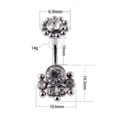 1 buc Piercing pentru buric de culoare aur și argint Nombril Ombligo Cluster Aripi Clopot Buttion Inele pentru buric Bijuterii drăguțe pentru corp pentru femei