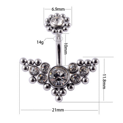 1 buc Piercing pentru buric de culoare aur și argint Nombril Ombligo Cluster Aripi Clopot Buttion Inele pentru buric Bijuterii drăguțe pentru corp pentru femei