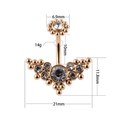 1 buc Piercing pentru buric de culoare aur și argint Nombril Ombligo Cluster Aripi Clopot Buttion Inele pentru buric Bijuterii drăguțe pentru corp pentru femei