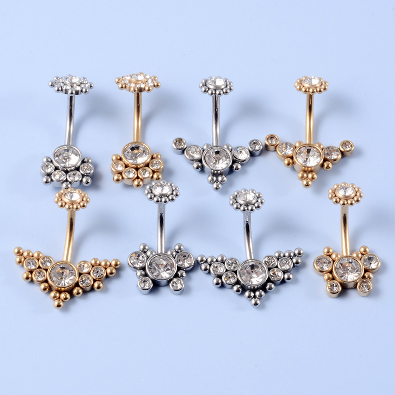1 buc Piercing pentru buric de culoare aur și argint Nombril Ombligo Cluster Aripi Clopot Buttion Inele pentru buric Bijuterii drăguțe pentru corp pentru femei