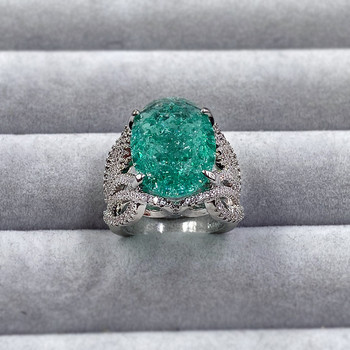 2022 ΝΕΑ δαχτυλίδια Tremd Green Emerald Paraiba Γυναικείες αρραβωνιαστικές Υπόσχεση γάμου S925 Ασημένιο πάρτι ανοιχτού μεγέθους κοσμήματα