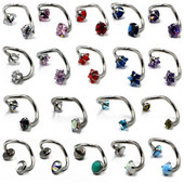 1PC Oțel inoxidabil Zircon Opal Piercing ureche Crystal Twist Spiral Tragus Helix Cartilage Stud Cercei Piercing Bijuterii pentru corp