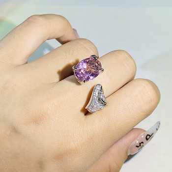 ΝΕΟ Δαχτυλίδι Ζαφείρι, ροζ αχλάδι, ασύμμετρο, ανοιχτό, ρυθμιζόμενο ζεύγος για γυναίκες, κοσμήματα δώρου αρραβώνων