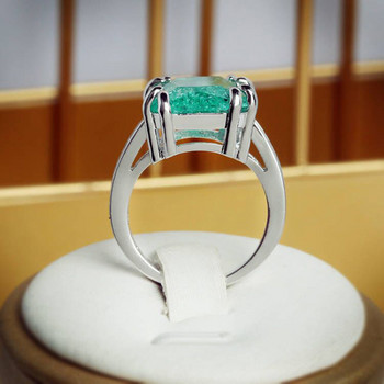 НОВА Тенденция Paraiba Ice Flower Rectangular Full Diamond двойка пръстен за жени Момиче Emerald Geometry Годежен булчински подарък Бижута