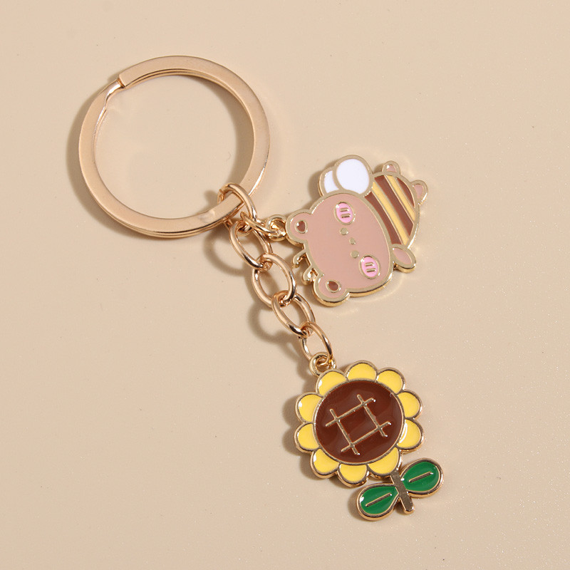 Breloc drăguț email floarea soarelui iepure zburător urs albină breloc de grădină breloc pentru femei bărbați cadouri prietenie bijuterii lucrate manual