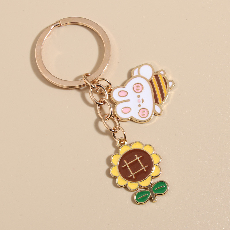 Breloc drăguț email floarea soarelui iepure zburător urs albină breloc de grădină breloc pentru femei bărbați cadouri prietenie bijuterii lucrate manual