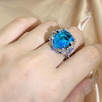 ΝΕΟ Μόδα Στρογγυλό τυλιγμένο Ζαφείρι γεμάτο Διαμάντια Ανοιγόμενο Ρυθμιζόμενο Ζευγάρι Δαχτυλίδι για Γυναικεία Κοσμήματα Δώρου του Αγίου Βαλεντίνου