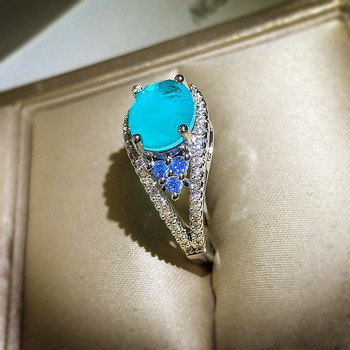 Нов моден сапфир Paraipa овален диамант пръстен за двойка за дамски момичета циркон годежен подарък булчински подарък бижута на едро