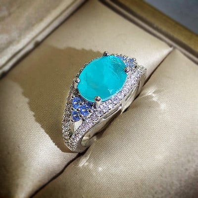 Noua moda Safir Paraipa Inel de cuplu cu diamante ovale pentru femei, fete, zircon, cadou de logodna de mireasa, bijuterii de petrecere cu ridicata