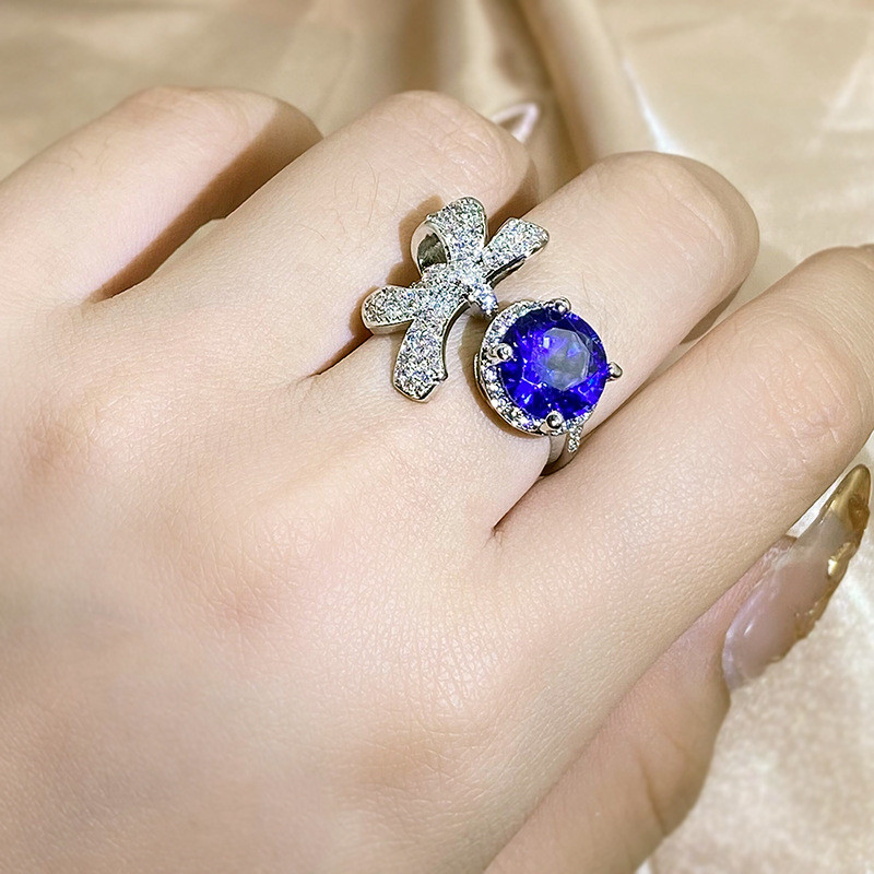 NOU Arc rotund de lux din safir, plin cu diamante, inele de cuplu pentru femei, fată, geometrie fluture, logodna, cadou de mireasă, bijuterii